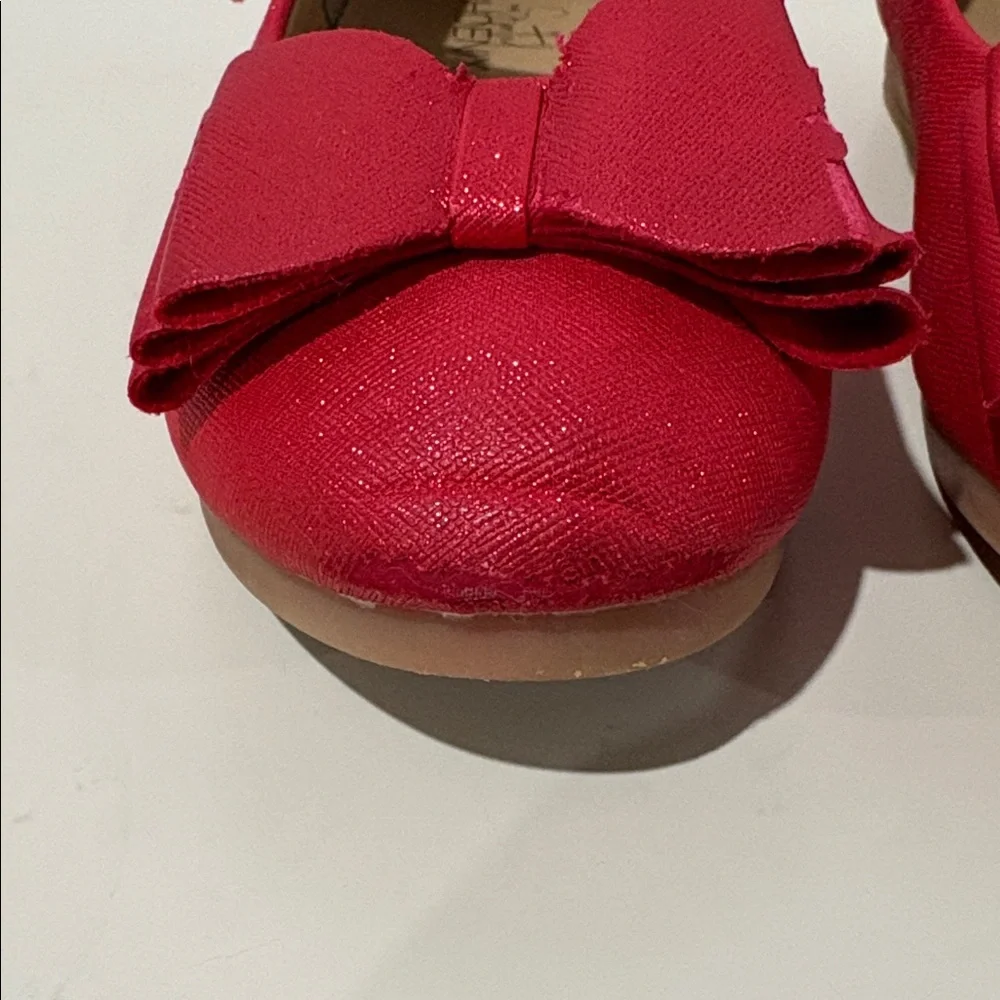 Pipperdoodles Lot of 2 Sparkly Silver & Red Bow Girls Velcro Shoes Pip Squeak